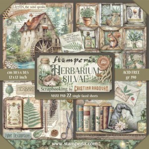 Набор бумаги односторонней для скрапбукинга Stamperia SBBXLB32 "HERBARIUM SILVAE"